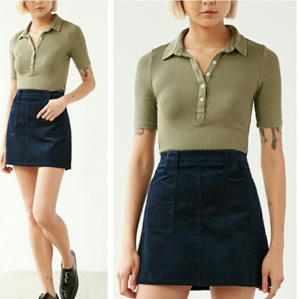 Urban outfitters slim ribbed polo top